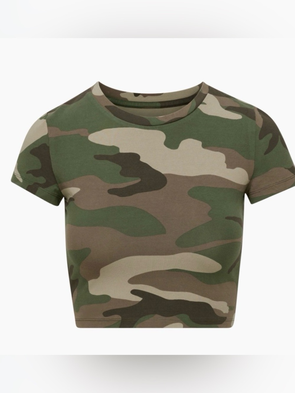 ARITZIA TNA Camo - Green Camo HOLD-IT ORTIZ CROPPED T-SHIRT 
KAMBU/BROWN XS